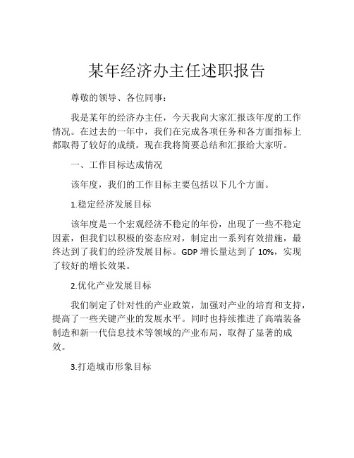 某年经济办主任述职报告