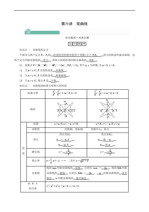 高考数学一轮复习第8章解析几何第6讲双曲线