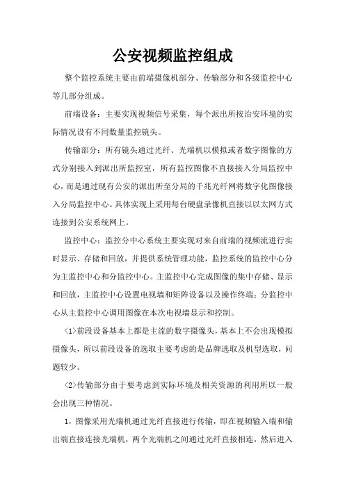 公共安全视频监控网络组成及拓扑图