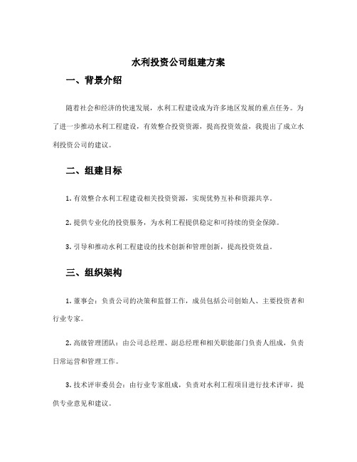 水利投资公司组建方案