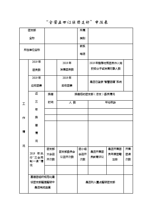 “全国五四红旗团支部”申报表