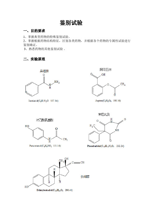 药物的鉴别实验—设计性试验