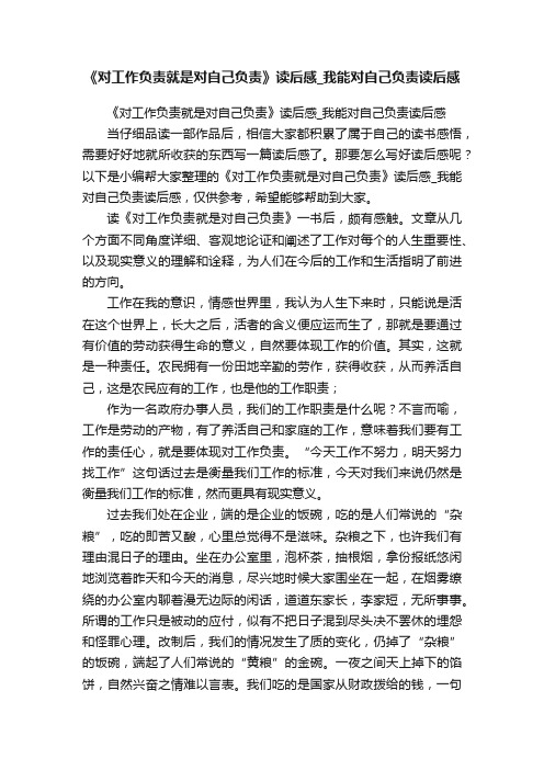 《对工作负责就是对自己负责》读后感_我能对自己负责读后感