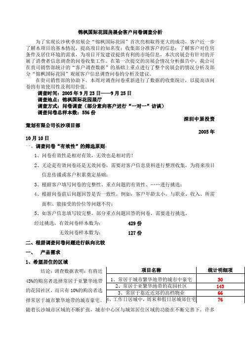 锦枫国际花园房展会客户问卷调查分析 