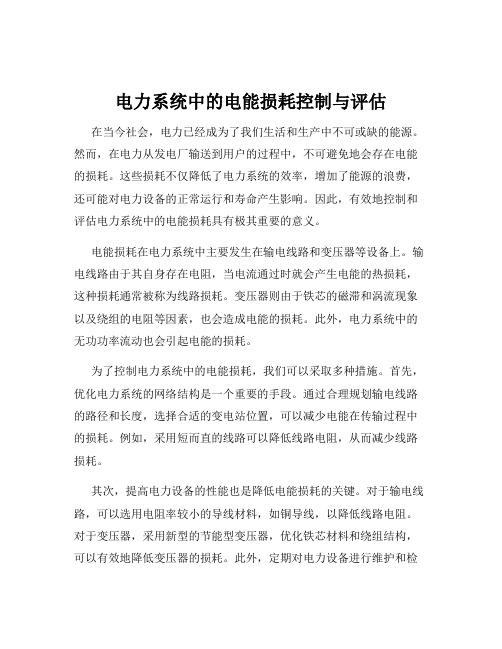 电力系统中的电能损耗控制与评估