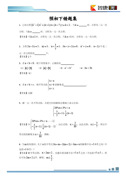 华育中学预初数学错题集答案