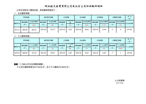 五大保险缴费说明