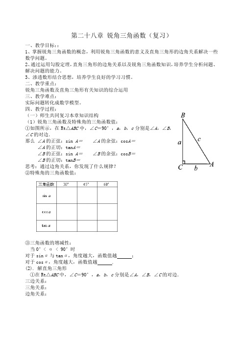 锐角三角函数复习教案