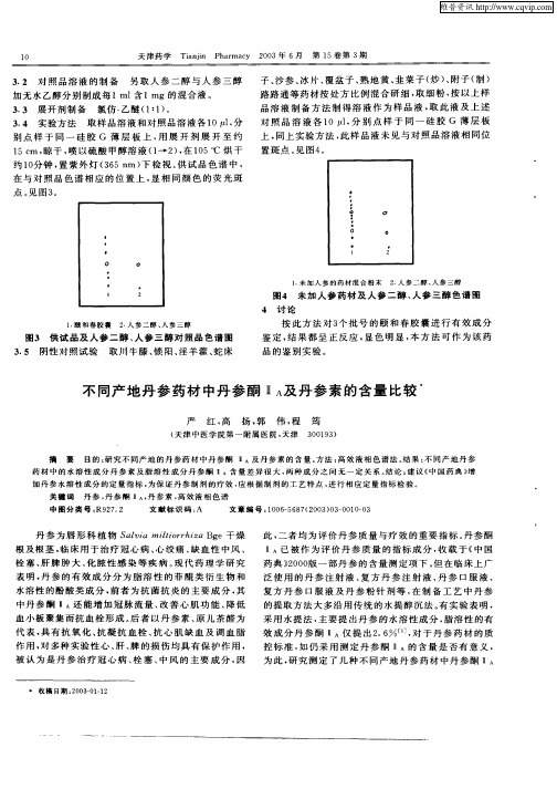 不同产地丹参药材中丹参酮ⅡA及丹参素的含量比较