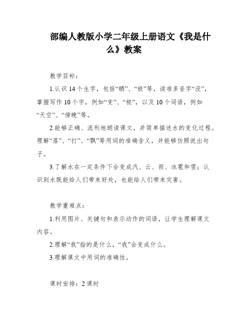 部编人教版小学二年级上册语文《我是什么》教案