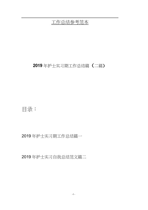 2019年护士实习期工作总结篇(二篇)