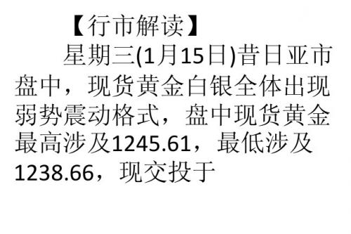 1.15晚报金银回调蓄势 晚间关注美联储褐皮书