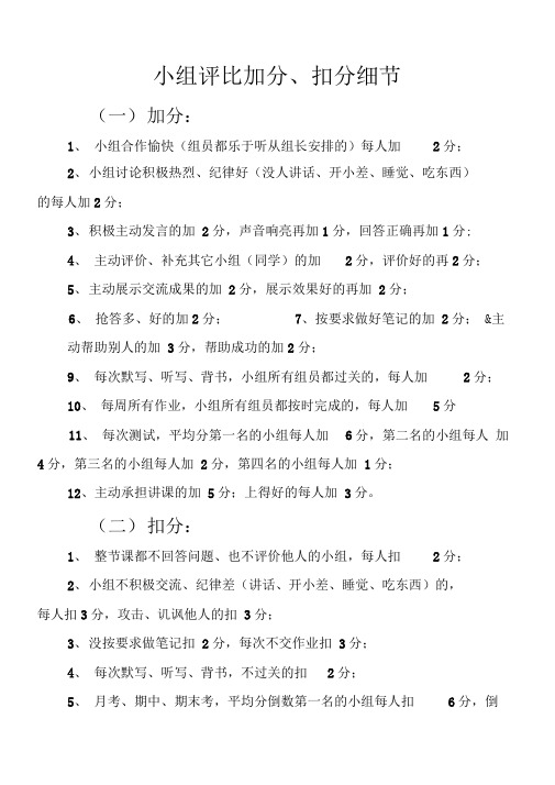 小组评分细则