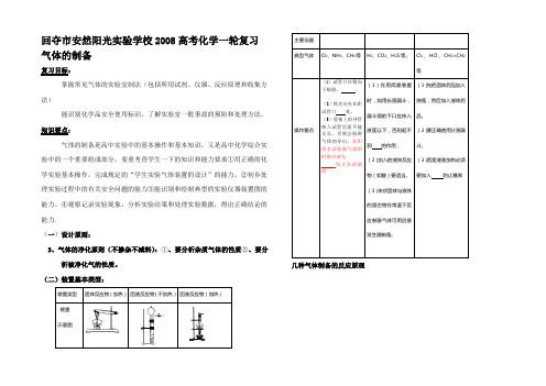 高考化学一轮复习 气体的制备