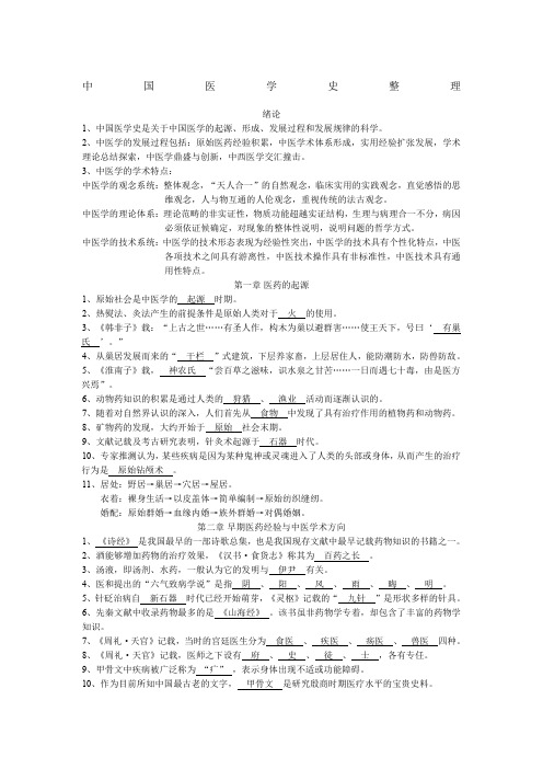 中国医学史整理