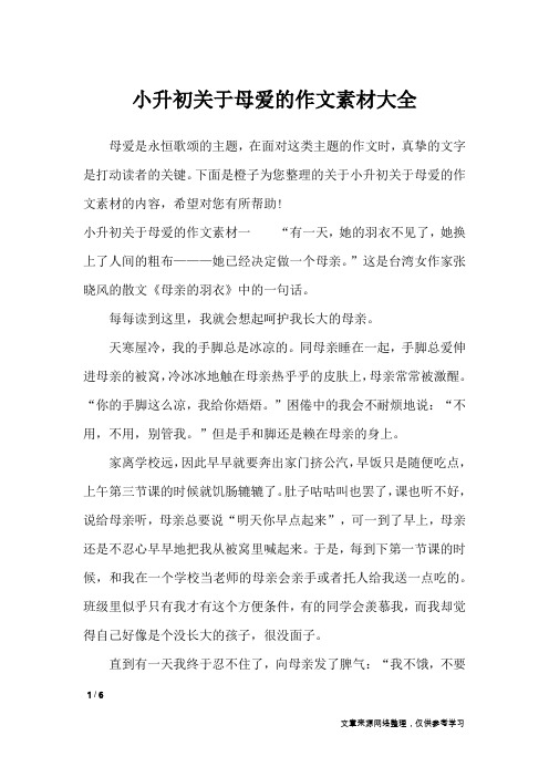 小升初关于母爱的作文素材大全_作文专题