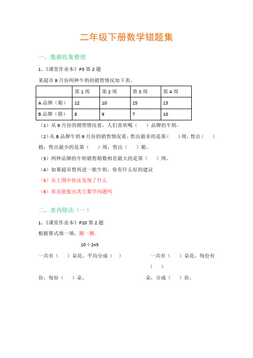 人教版二年级数学下册各单元《易错题锦集》-非常全