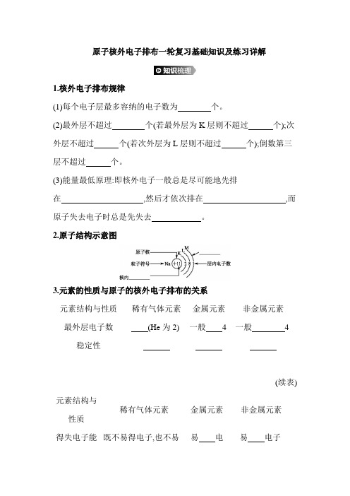 原子核外电子排布一轮复习基础知识及练习详解