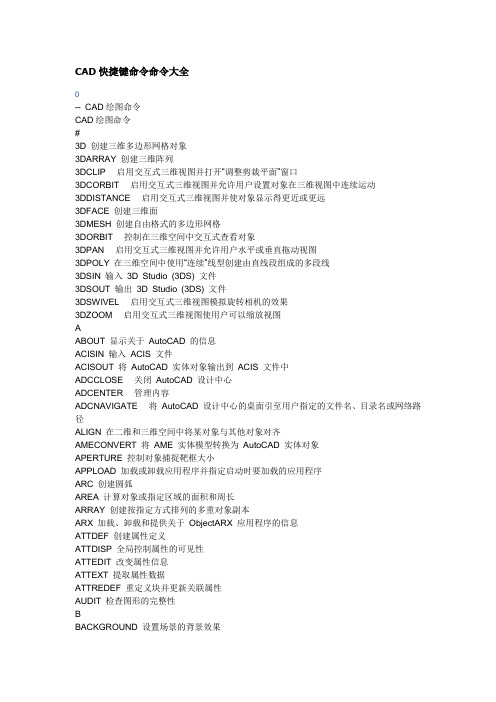 CAD快捷键命令命令大全