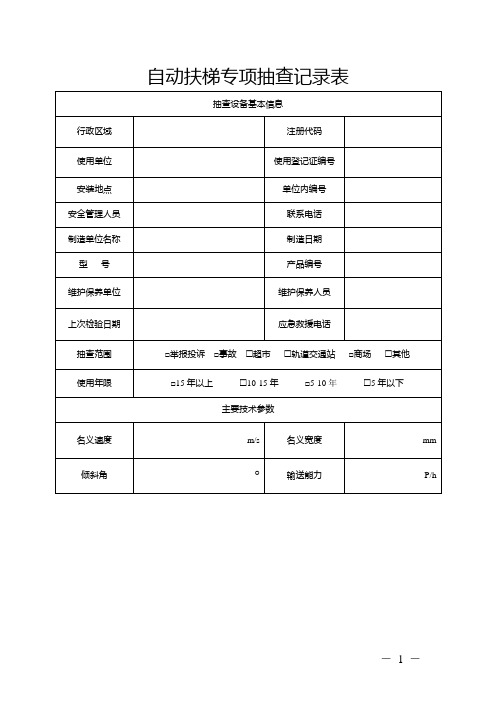 自动扶梯专项抽查记录表