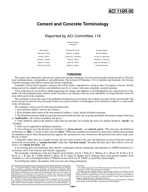 ACI 116R-00 Cement and Concrete Terminology 水泥和混凝土术语