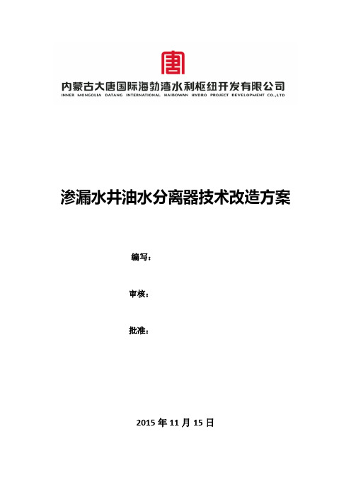 渗漏水井油水分离器技术改造方案