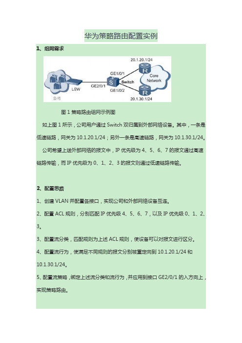 华为策略路由配置实例