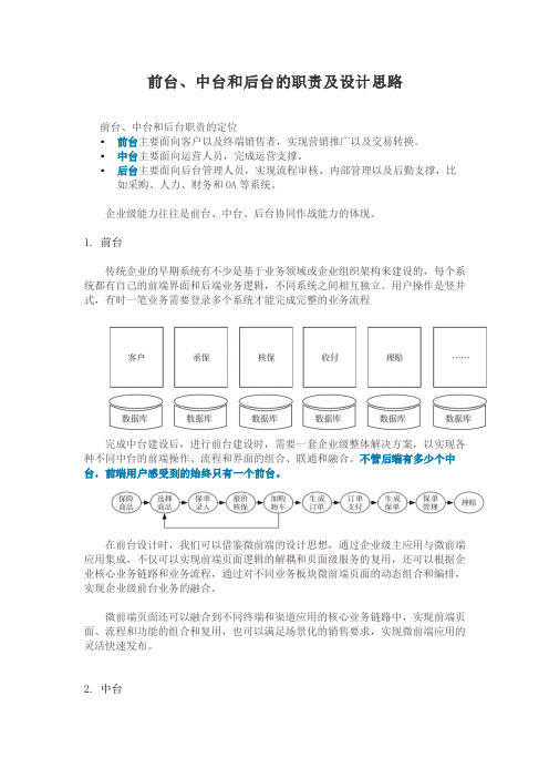 前台、中台和后台的职责及设计思路