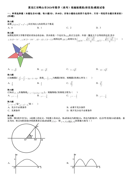 黑龙江双鸭山市2024年数学(高考)统编版模拟(培优卷)模拟试卷