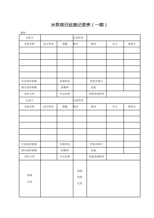 水泵房日巡查记录表