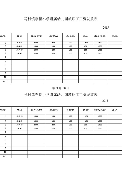 员工工资发放表