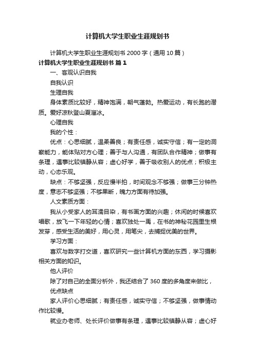 计算机大学生职业生涯规划书