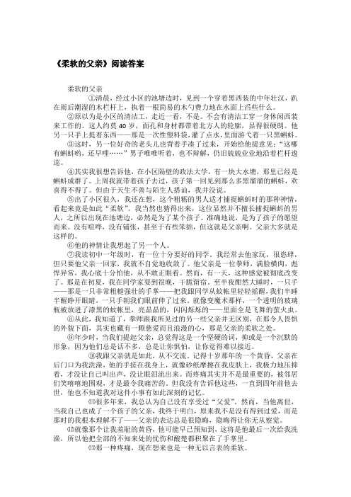 《柔软的父亲》阅读答案