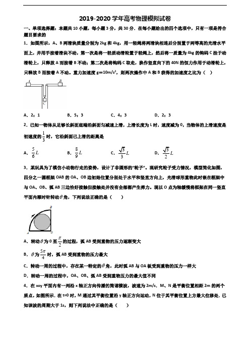 河南省驻马店市2019-2020学年高考物理质量检测试题