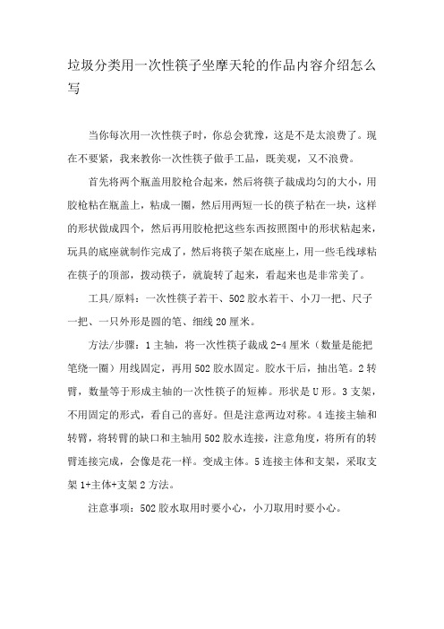 垃圾分类用一次性筷子坐摩天轮的作品内容介绍怎么写