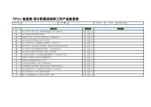 PPQA检查表-设计阶段活动和工作产品检查表