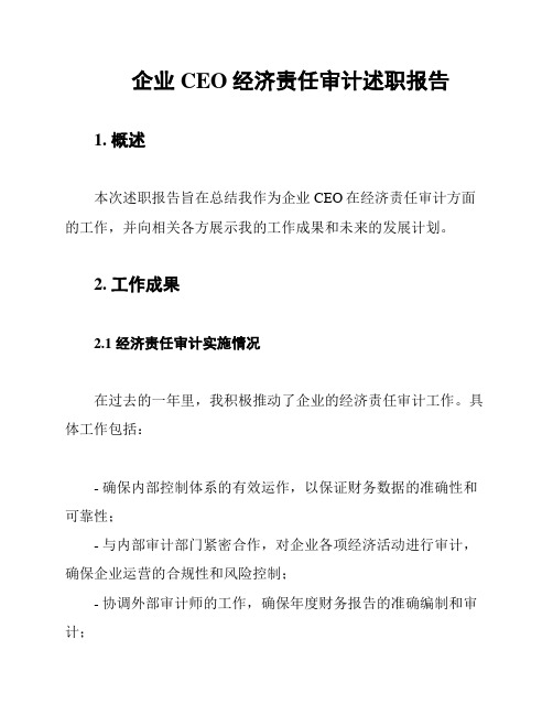 企业CEO经济责任审计述职报告