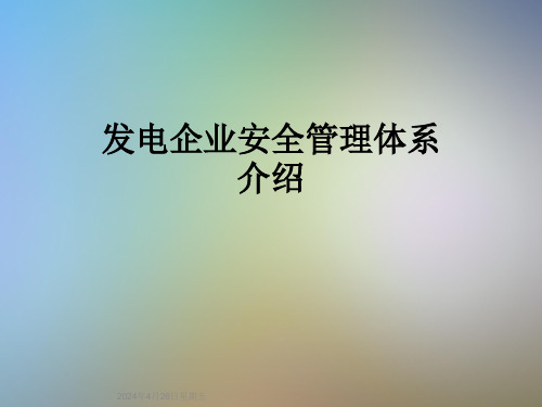 发电企业安全管理体系介绍