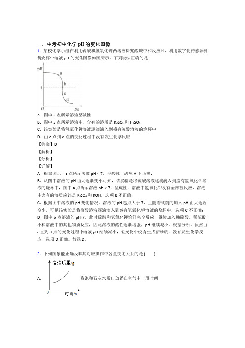 中考化学压轴题之pH的变化图像(中考题型整理,突破提升)及详细答案