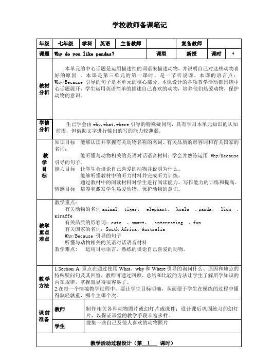 七年级下册英语Unit 5单元教案(人教版)