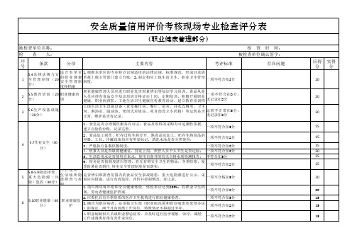 职业健康管理检查表