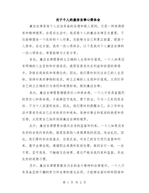 关于个人的廉洁自律心得体会