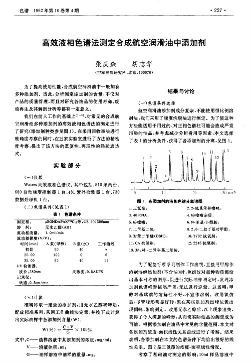 高效液相色谱法测定合成航空润滑油中添加剂