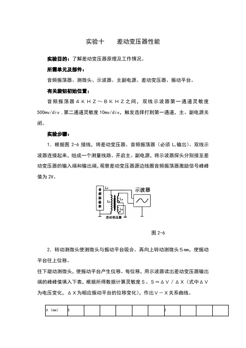 实验十____差动变压器性能