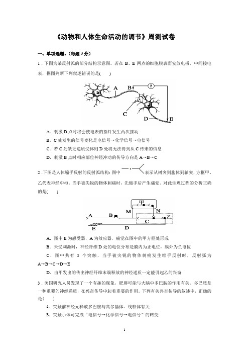 动物生命活动调节周测