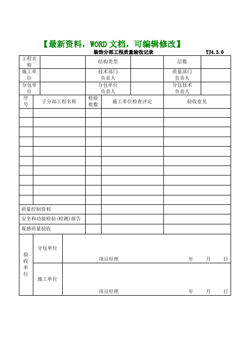 工程TJ精编.装饰分部工程质量验收记录