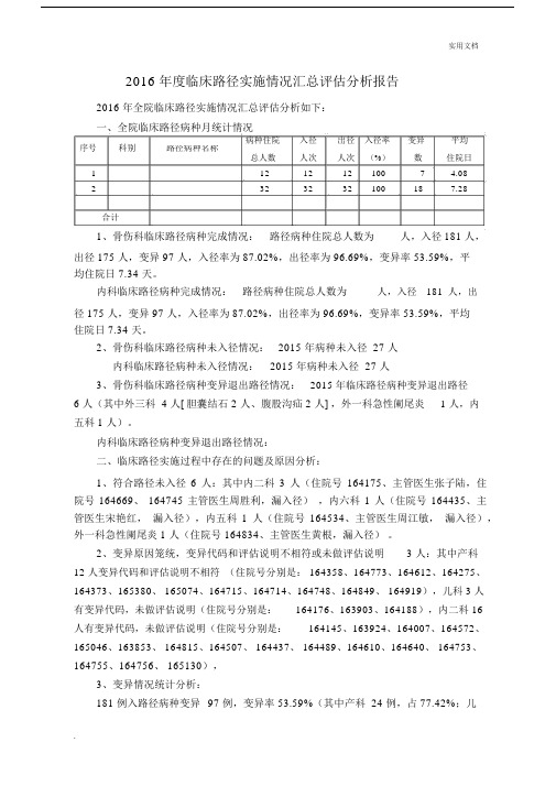 临床路径实施情况总结分析报告.docx