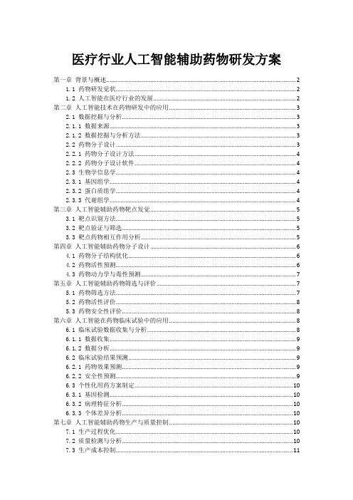 医疗行业人工智能辅助药物研发方案