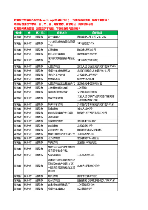 2020新版湖南省株洲市醴陵市玻璃工商企业公司商家名录名单联系电话号码地址大全31家