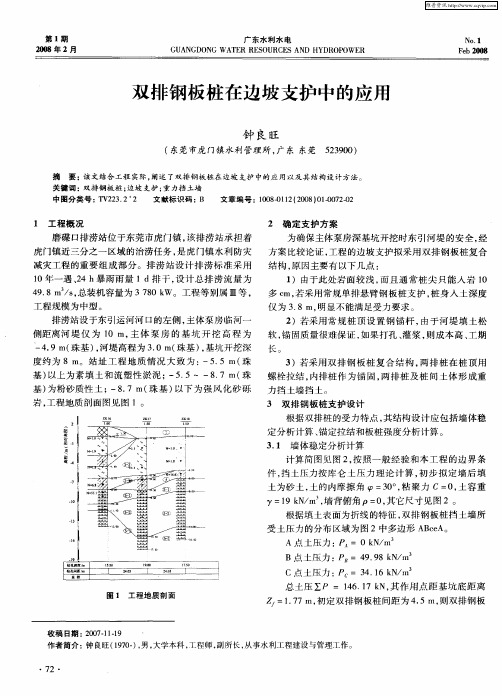 双排钢板桩在边坡支护中的应用